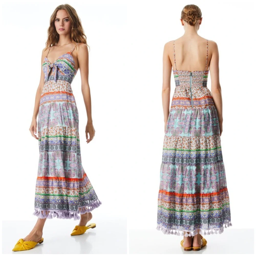 Alice + Olivia Minka Floral Tassel-Fringe Maxi Dress - Picture 7 of 17
